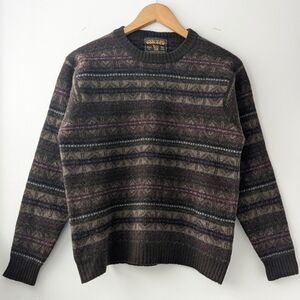 Vintage Woolrich Wool Felted Patterned Brown Sweater